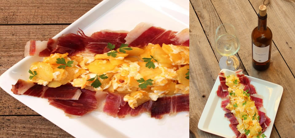 Brouillade de pomme de terre avec jambon ib&eacute;rique
