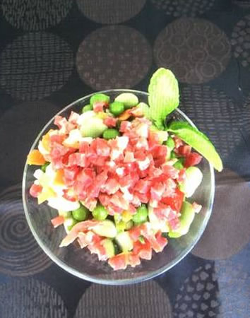 Vue 2 Coupe de F&egrave;ves Baby et Jambon Ib&eacute;rique Pata Negra